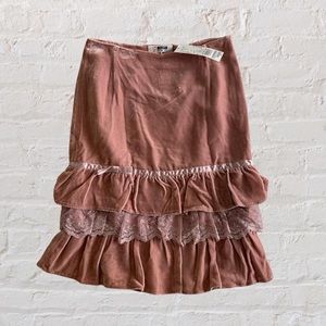 Morgan De Toi Pink Velvet Skirt